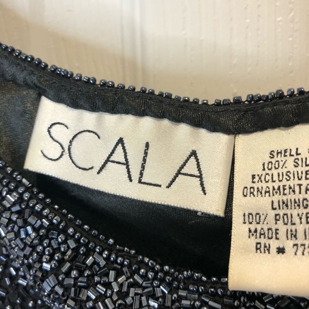 Scala 100% silk black beaded tank top size medium - Picture 10 of 12